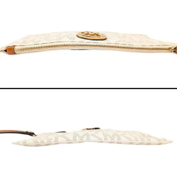 Michael Kors White Signature Large Jet Set PVC Wristlet Wallet Pouch - Picture 3 of 7